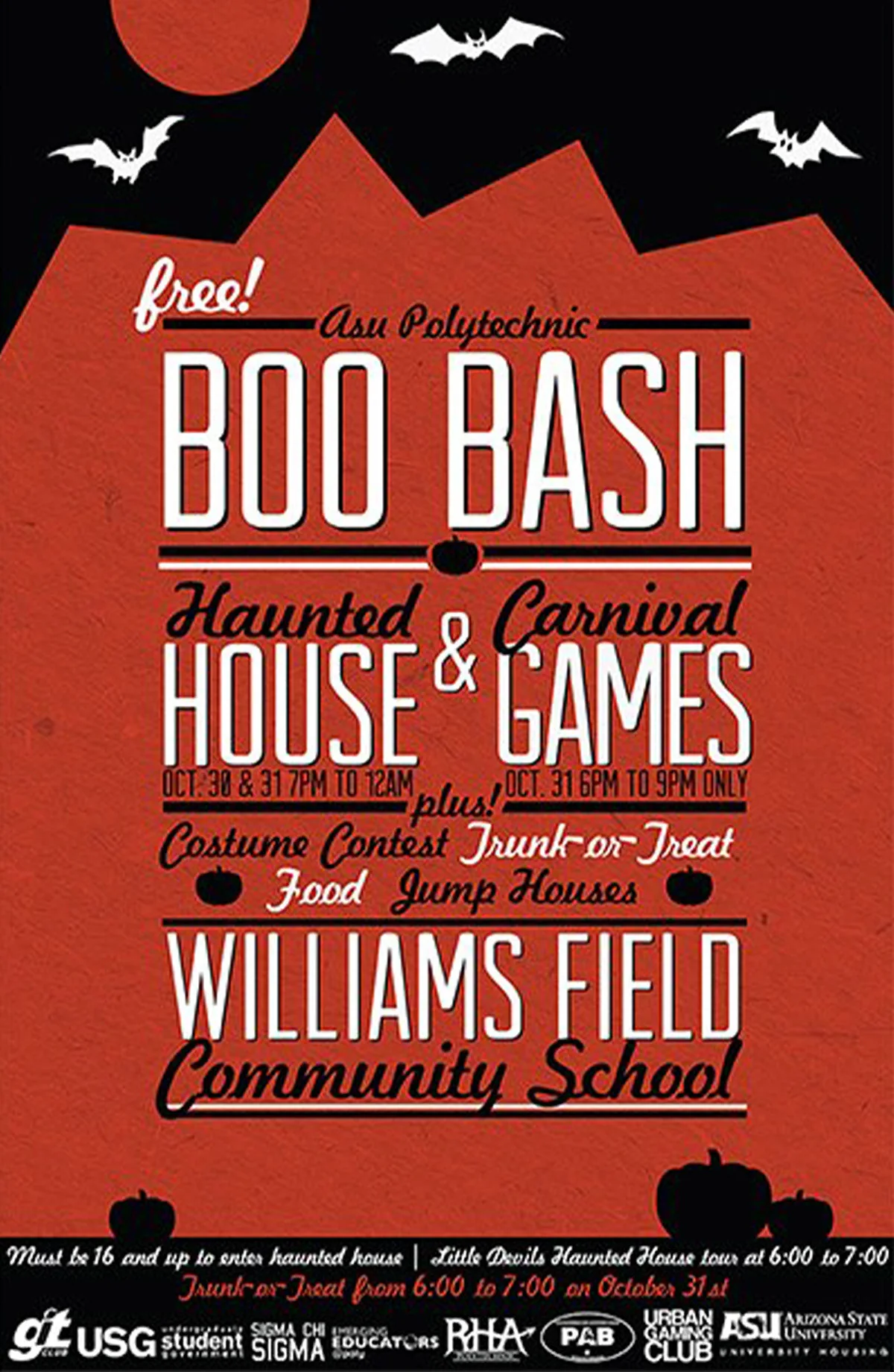 ASU Boo Bash event poster