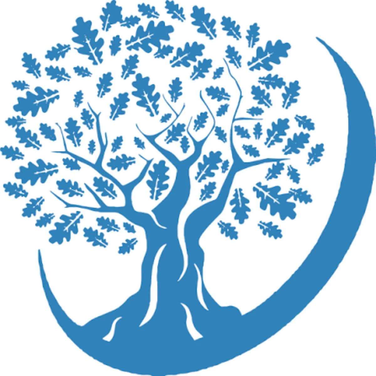 Blue oak tree identity mark created for Chimney Oaks