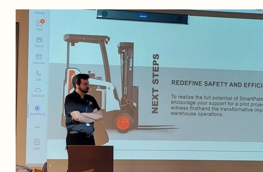 Kile Halliday presenting an industrial forklift concept