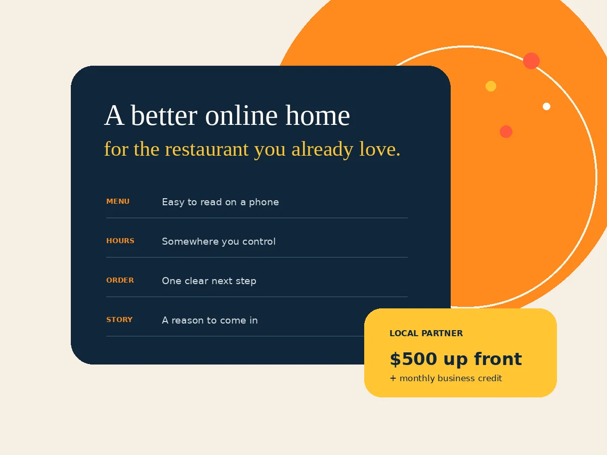 Day Sparks local restaurant website partnership graphic