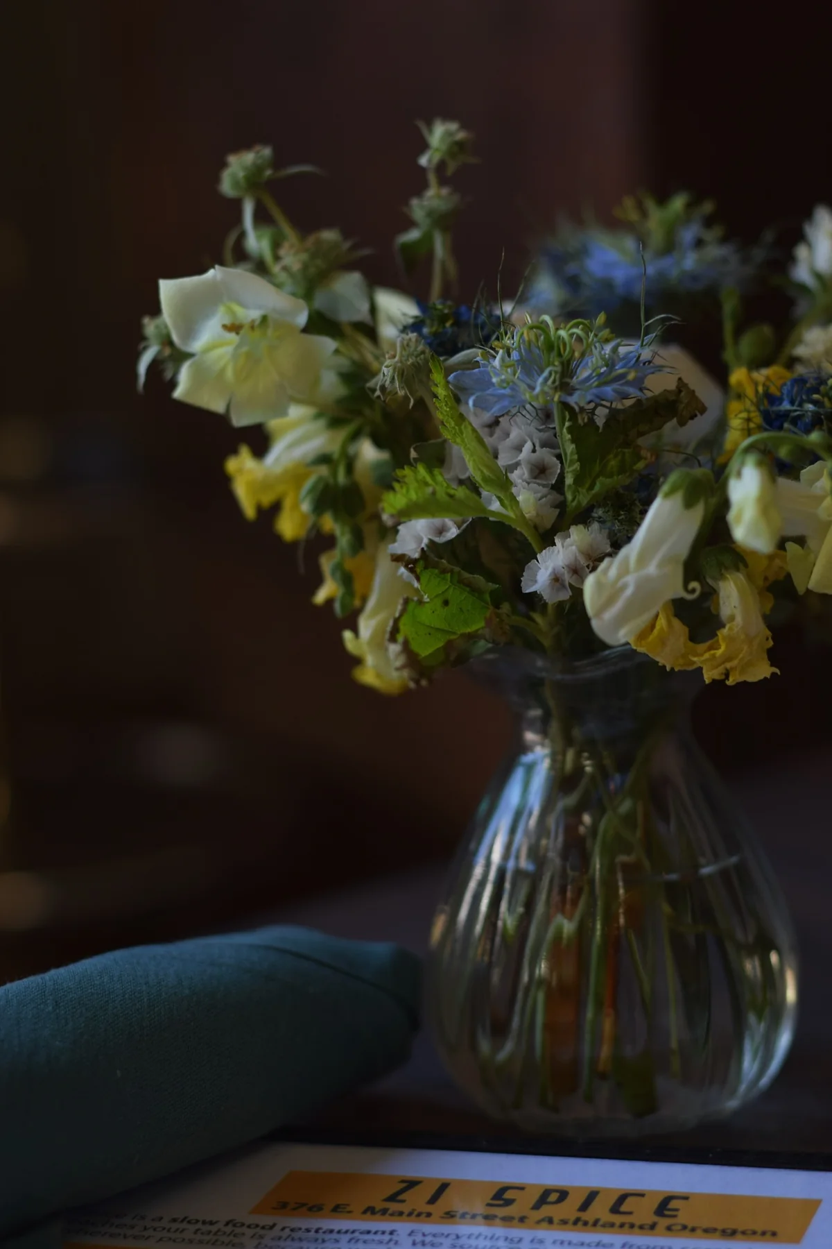 Flowers on a restaurant table