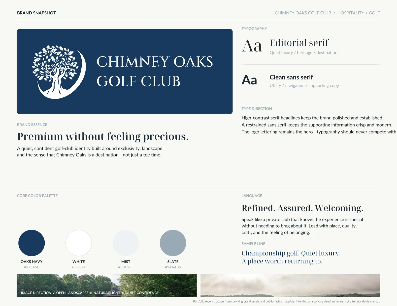 Chimney Oaks Golf Club brand system